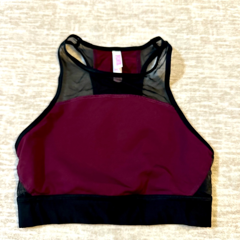 XS burgundy and black Victoria’s Secret/Pink sports bra
